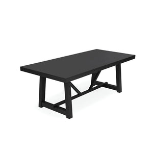 Raquel Japandi Rectangular Dining Table Rubberwood Oak Veneer Seats Six Matte Black