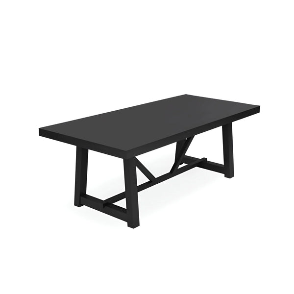 Raquel Japandi Rectangular Dining Table Rubberwood Oak Veneer Seats Six Matte Black