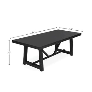 Raquel Japandi Rectangular Dining Table Rubberwood Oak Veneer Seats Six Matte Black