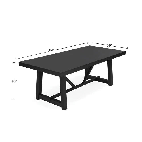 Raquel Japandi Rectangular Dining Table Rubberwood Oak Veneer Seats Six Matte Black