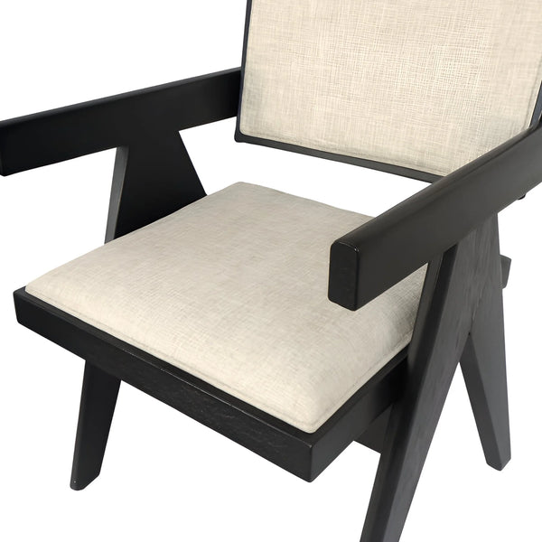 Raquel Japandi Rubberwood Dining Side Chairs Set of 2 Geometric Matte Frame