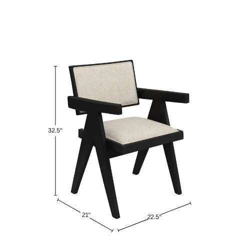 Raquel Japandi Rubberwood Dining Side Chairs Set of 2 Geometric Matte Frame