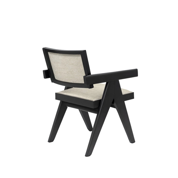Raquel Japandi Rubberwood Dining Side Chairs Set of 2 Geometric Matte Frame