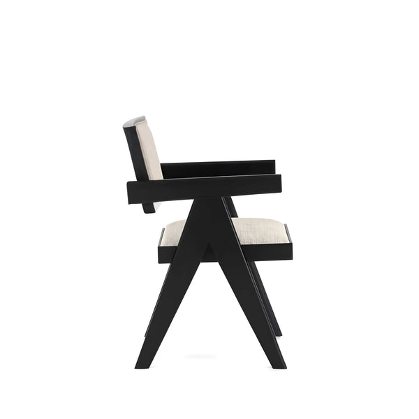 Raquel Japandi Rubberwood Dining Side Chairs Set of 2 Geometric Matte Frame