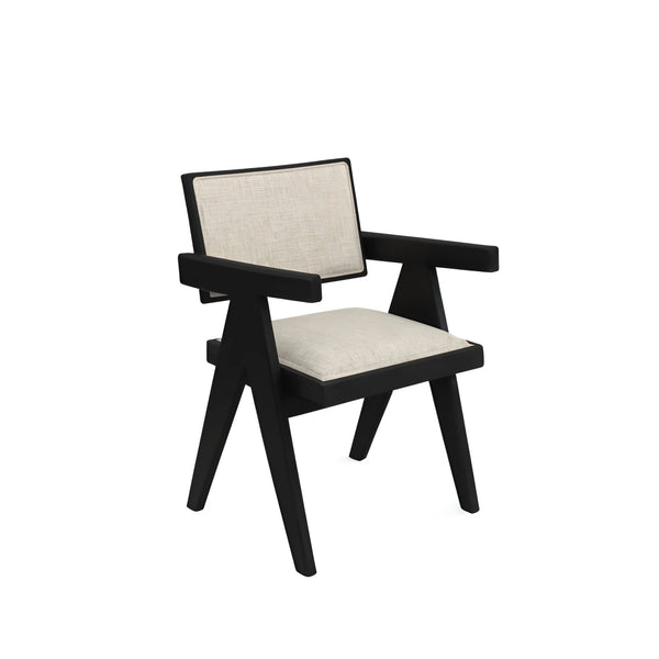 Raquel Japandi Rubberwood Dining Side Chairs Set of 2 Geometric Matte Frame