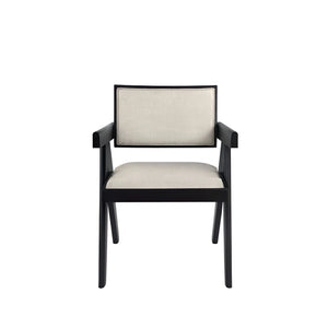 Raquel Japandi Rubberwood Dining Side Chairs Set of 2 Geometric Matte Frame