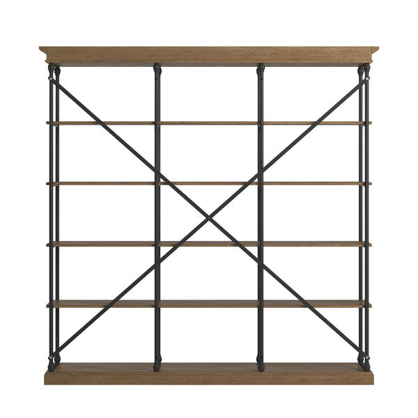 Homelegance By Top-Line Miranda Cornice Triple Shelving Bookcase Brown Wood