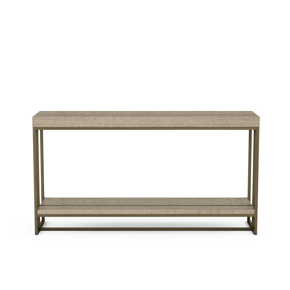A.R.T. Furniture North Side Sofa Table - Stylish Transitional Design With Flaxen Bronze Frame & Open Storage Shelf Brown Parrawood Solids,Quarter Figured,Fiddle Ash Veneer,Metal 269307-2556