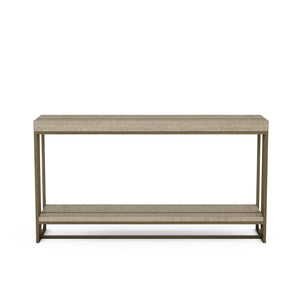 A.R.T. Furniture North Side Sofa Table - Stylish Transitional Design With Flaxen Bronze Frame & Open Storage Shelf Brown Parrawood Solids,Quarter Figured,Fiddle Ash Veneer,Metal 269307-2556
