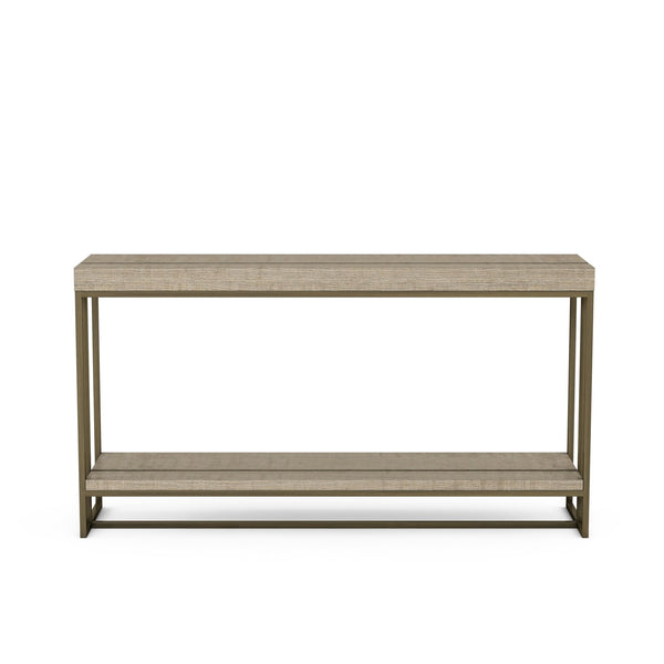 A.R.T. Furniture North Side Sofa Table - Stylish Transitional Design With Flaxen Bronze Frame & Open Storage Shelf Brown Parrawood Solids,Quarter Figured,Fiddle Ash Veneer,Metal 269307-2556