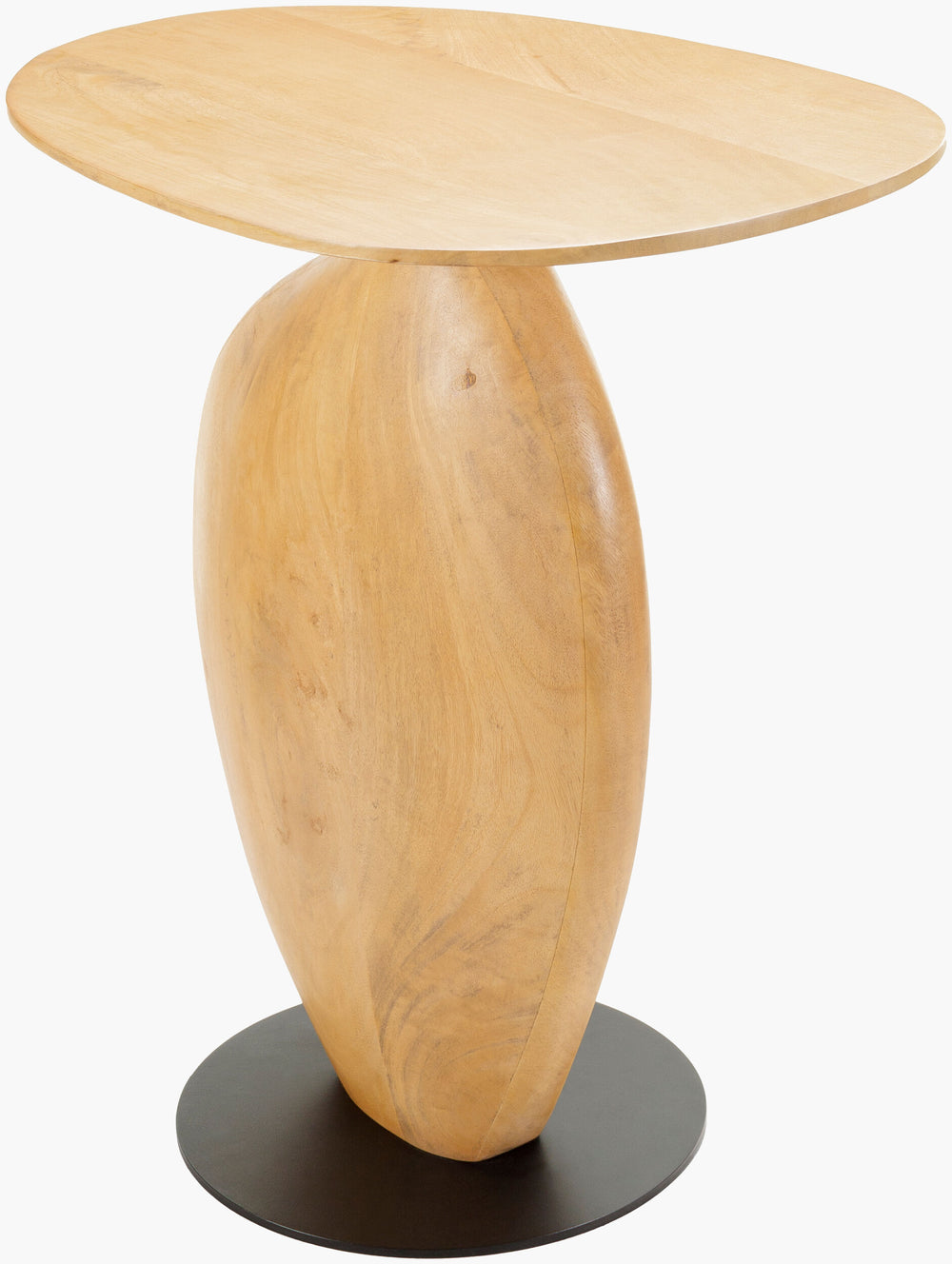 Surya Ravi Modern Minimalist End Table - 24"H Mango Wood Top & Sturdy Metal Base For Stylish Living Spaces Top, Brown,Base, Black Mango Wood,Iron Ravi001-242013