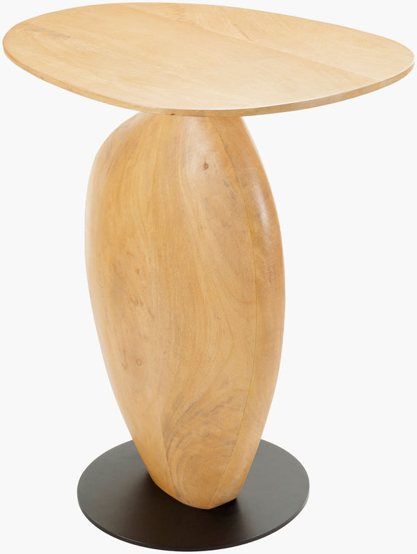 Surya Ravi Modern Minimalist End Table - 24"H Mango Wood Top & Sturdy Metal Base For Stylish Living Spaces Top, Brown,Base, Black Mango Wood,Iron Ravi001-242013