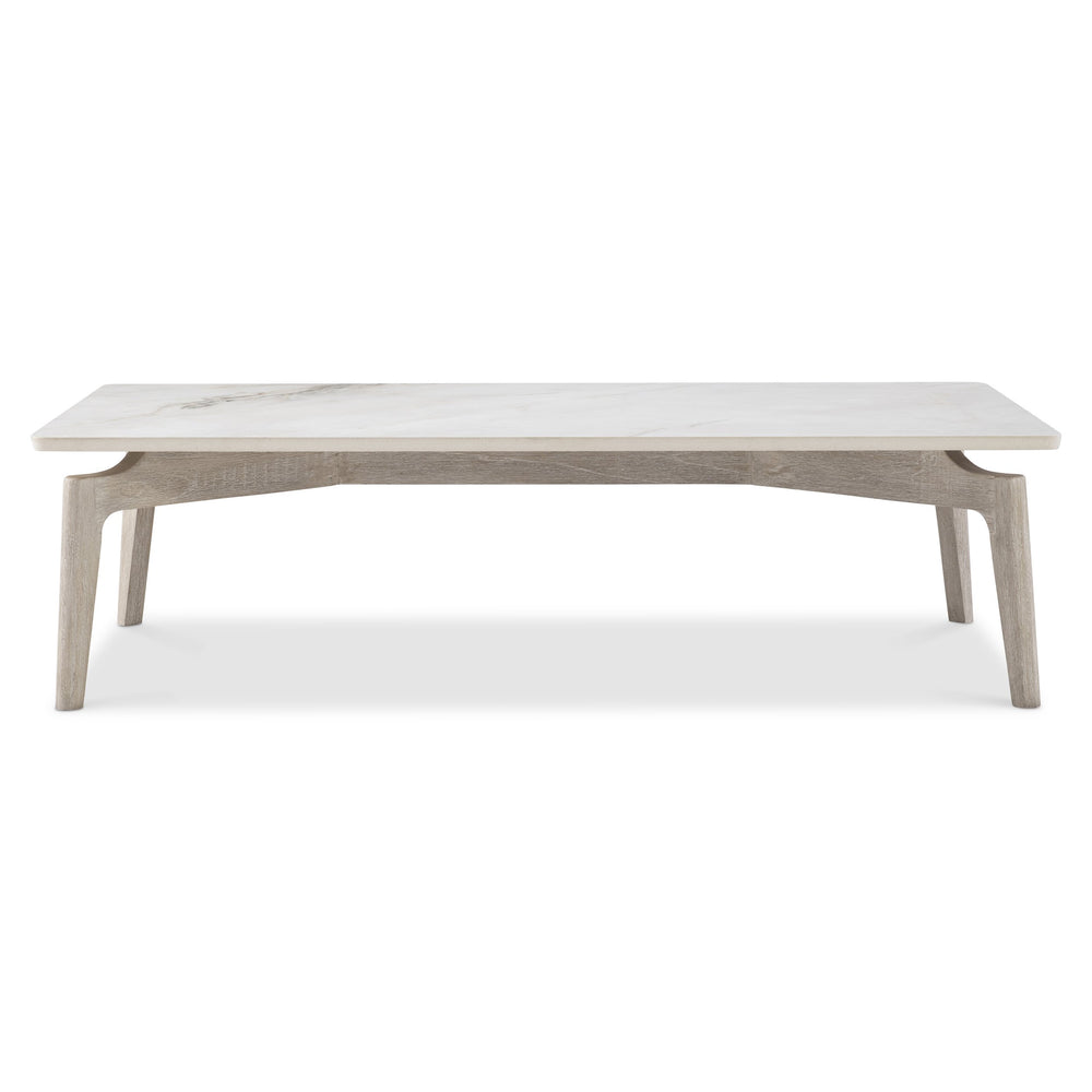 Bernhardt Bernhardt Teak & Vasta Stone Cocktail Table — Low-Profile Outdoor Centerpiece With Sea Oat Finish And Stainless Glides X09023
