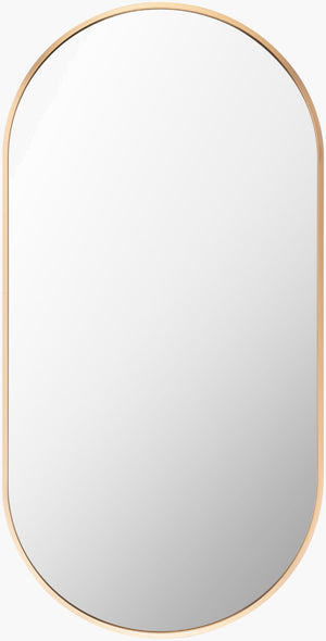 Livabliss Aranya Slim Rectangular Wall Mirror Sculptural Vertical Profile for Hallway or Bedroom Gold 32"H x 16"W x 1"D RAY016-1632