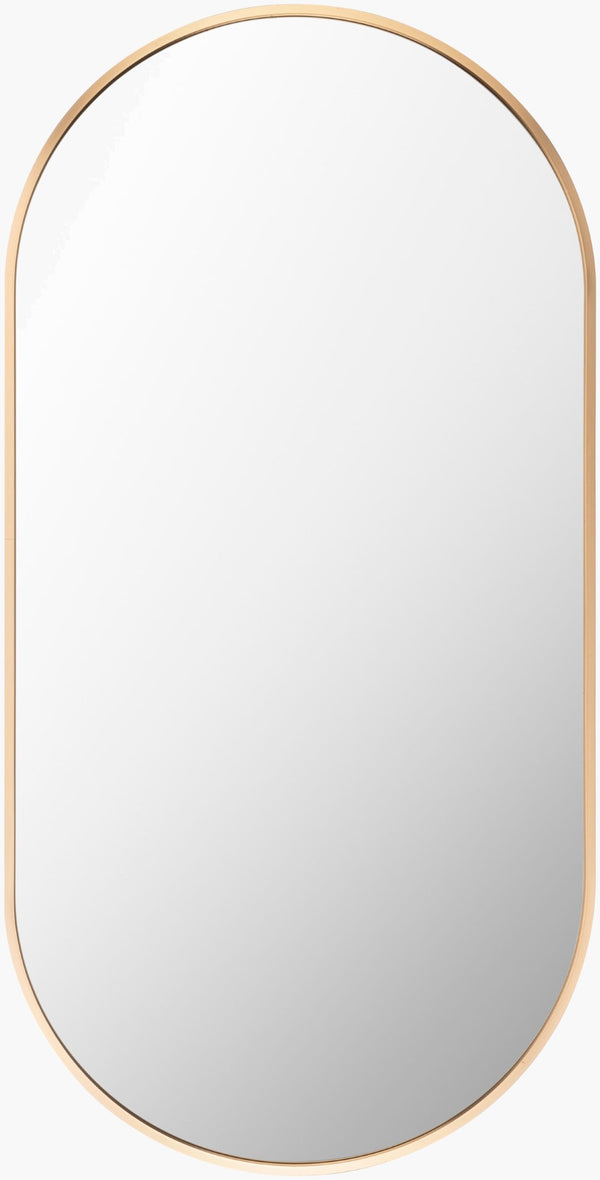 Livabliss Aranya Slim Rectangular Wall Mirror Sculptural Vertical Profile for Hallway or Bedroom Gold 32"H x 16"W x 1"D RAY016-1632