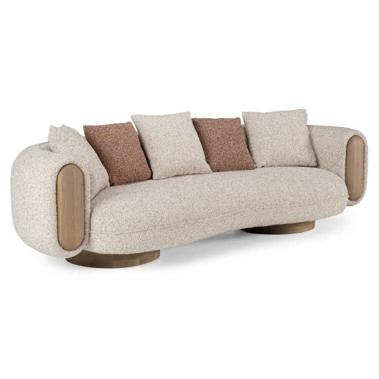 VIG Furniture Raywood Plush Multicolored Boucle Sofa With Ash & Birch Frame, Rounded Arms, Down-Fill Pillows (W110.6") VGCS-SF-24107-SOFA
