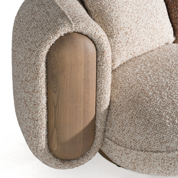 VIG Furniture Raywood Plush Multicolored Boucle Sofa With Ash & Birch Frame, Rounded Arms, Down-Fill Pillows (W110.6") VGCS-SF-24107-SOFA