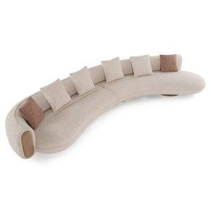 VIG Furniture Raywood Curved Multicolored Boucle Sectional Sofa With Ash Frame, Plush Foam Cushions & Pillows VGCS-SF-24107-SECT