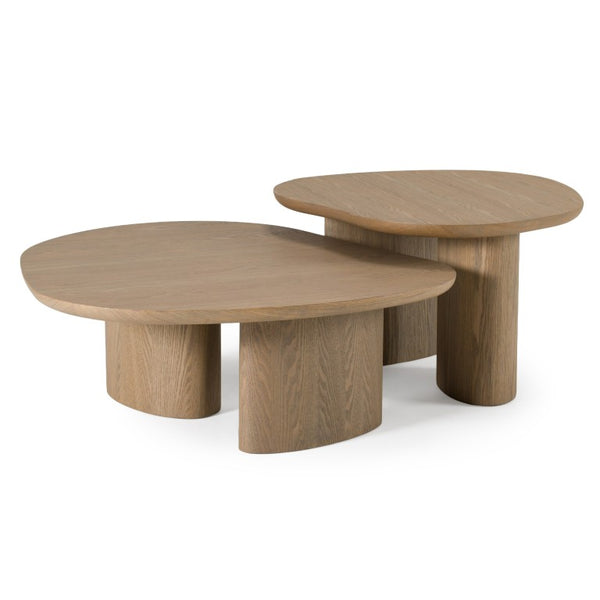 VIG Furniture Raywood Buckwheat Ash 3-Piece Nesting Coffee Tables With Onyx Marble Accent — Sculptural, Space-Saving VGCS-CT-23063-SET