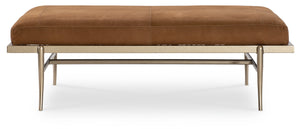Hooker Furniture Melange Tobin Top Grain Leather Cocktail Ottoman with Gold Metal Base 628-80562-95