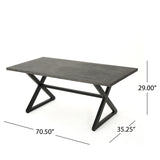 Christopher Knight Home® - Noble House - Rolando Outdoor Grey Aluminum Dining Table With Black Steel Frame