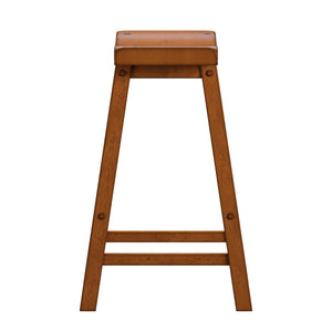Homelegance By Top-Line Barrett Saddle Seat Counter Height Backless Stools (Set of 2) Oak Rubberwood