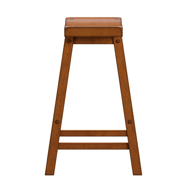 Homelegance By Top-Line Barrett Saddle Seat Counter Height Backless Stools (Set of 2) Oak Rubberwood