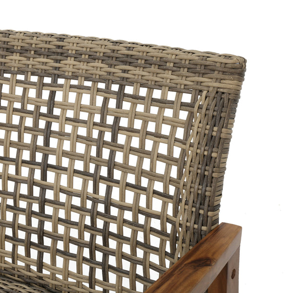 English Elm Christopher Knight Home® - HAMPTON Acacia Wood & Wicker Loveseat Natural Grey with Iron Frame, Weather-Resistant, Sturdy Design 60396.00WTC