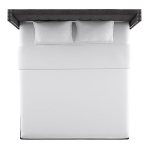 Homelegance By Top-Line Harlyn Tufted Linen Wingback Bed Dark Grey Linen