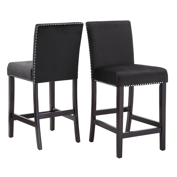 Homelegance By Top-Line Saber Nailhead Velvet Upholstered Chairs (Set of 2) Black Wood