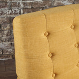 Christopher Knight Home® - Noble House - Eilidh Mid-Century Modern Button Tufted Fabric Chair, Muted Yellow and Natural