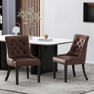 English Elm Cheney Tufted Upholstered Dining Chair Set with Solid Wood Legs for Modern Rooms 54181.00PUDBRN