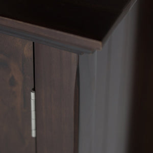English Elm Acadian 39" Wide Solid Wood Transitional Storage Cabinet With Glass Doors In Brunette Brown Finish B136P159406