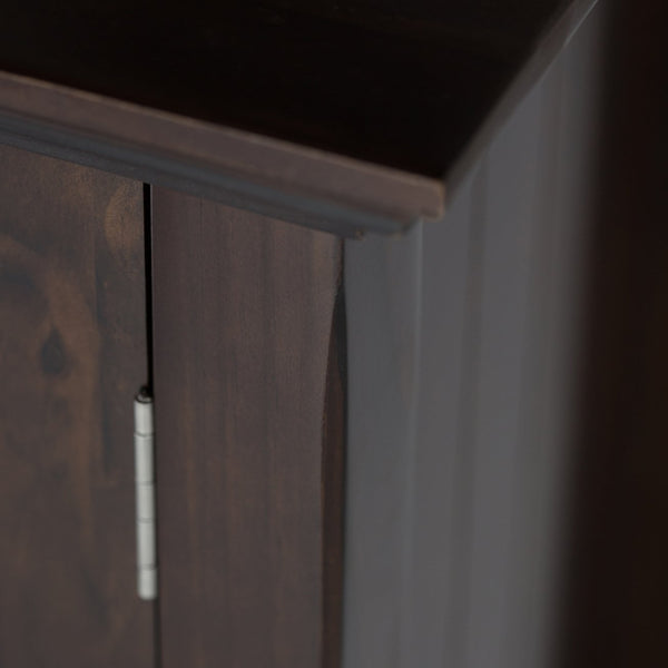 English Elm Acadian 39" Wide Solid Wood Transitional Storage Cabinet With Glass Doors In Brunette Brown Finish B136P159406