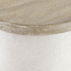 Bernhardt Bernhardt Easley Side Table With Wire-Brushed Oak Top, Sculptural Resin Column Base & Casters 563123