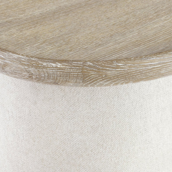 Bernhardt Bernhardt Easley Side Table With Wire-Brushed Oak Top, Sculptural Resin Column Base & Casters 563123