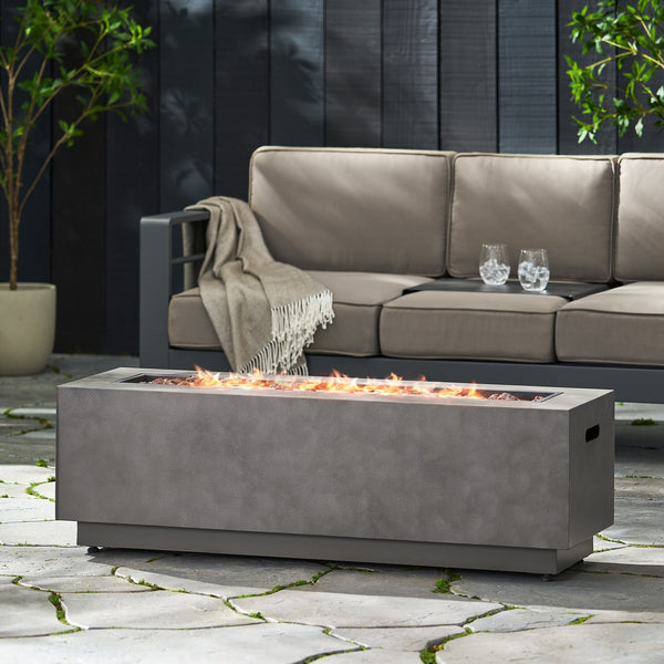 English Elm 40" Outdoor Propane Fire Pit 50000 Btu Powder Coated Iron Rectangular Patio Warmer 62836.00CONRT-50K_67760.00CONR