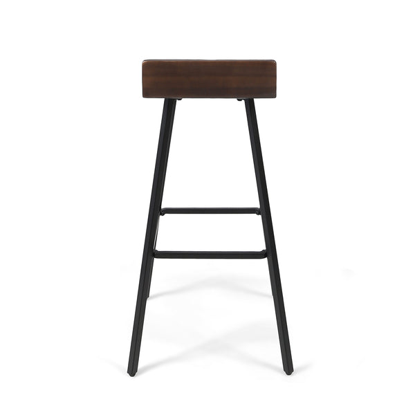 English Elm Christopher Knight Home® - JUT Bidwell Acacia Wood Bar Stool Set of 2 — Handcrafted Low-Back Counter Stools with Iron Legs Brown 64648.00DBRN
