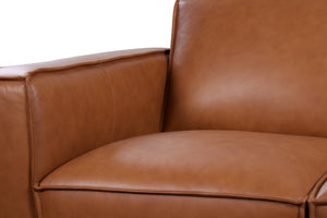 Porter Designs Porter Carina Luxe Top Grain Leather Loveseat In Rich Caramel With Espresso Wood Trim & Metal Legs Brown Leather 02-204-02-2780