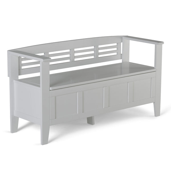 English Elm Adams Entryway Storage Bench - Stylish White Wood Seat With Hidden Storage For Modern Spaces B136P158100