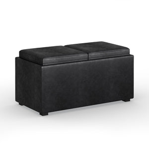 English Elm Avalon 5-Piece Storage Ottoman Set In Distressed Black Faux Leather - Stylish, Versatile, & Functional B136P159759