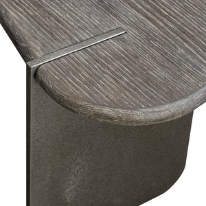 Bernhardt Bernhardt Melba Wire-Brushed Oak Side Table With Textured Graphite Cast-Aluminum Base, Sculptural Accent 564126