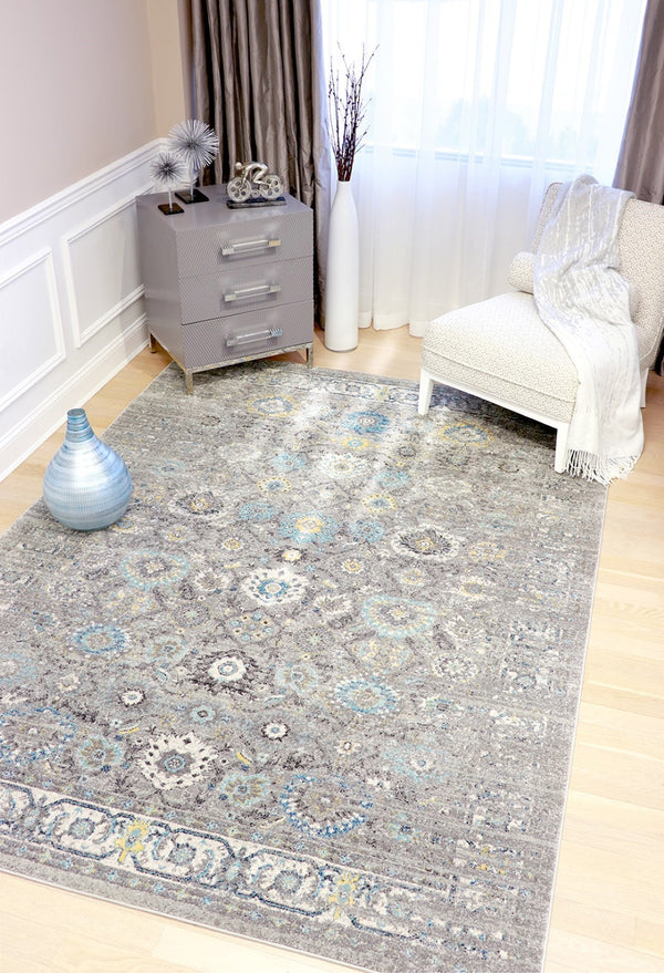 Pasargad Home Chelsea Design Silver Area Rug - Luxurious Power-loomed Elegance For Any Space   Rc-5586ss 10x14