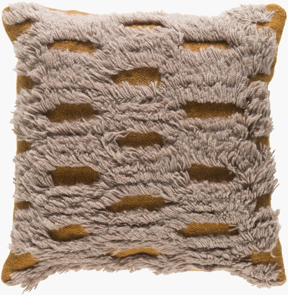Surya Mammoth Handcrafted Wool Shag Throw Pillow Global Artisan Texture for Sofa or Bed RC004-2222D