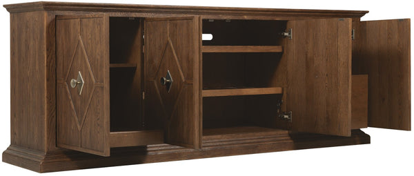 Hooker Furniture Driftwood Buckboard Entertainment Credenza With Soft-Close Doors, Ventilated Av Panels & Wine Storage Medium Wood 6820-55490-85