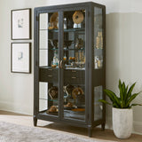 West End Loft Curio with Drawers Brown with Tuxedo Finish P361305 Pulaski Furniture