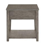 Homelegance By Top-Line Juniper Antique Grey Finish Grey Fiber Cement Table with Self Grey Rubberwood