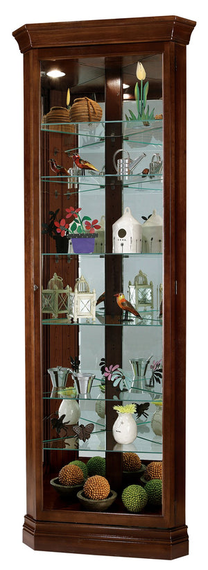 Hekman Furniture 680483 Drake Curio Cabinet: Elegant Display With Adjustable Glass Shelves & Interior Lighting Options Cherry Bordeaux Drake Corner Curio Cabinet 680483