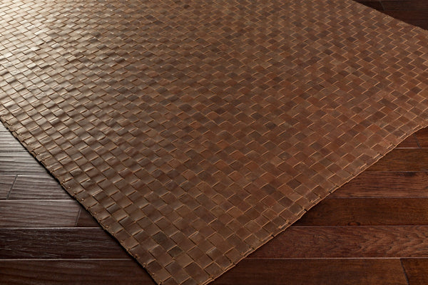 Surya Rock Rck-7000 8' X 10' Handwoven Leather Rug - Modern Charm, Durable Design, Easy Care & Warranty Brown Leather Rck7000-810