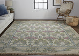 Feizy Rugs Beall Hand-knotted Wool Floral Rug - Elegant Arts And Crafts Style With Modern Color Palette Ivory,Pink,Green Wool Bea6714fgrymltj55